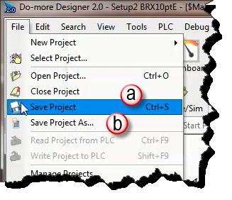 under a different name or in a different location by selecting the (b) Save Project s option.