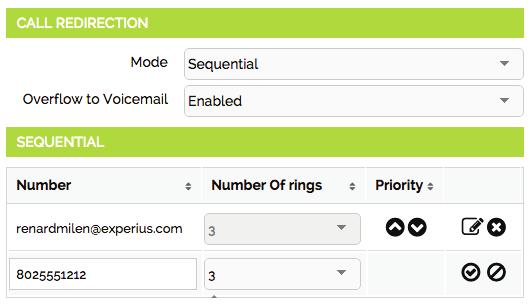 Sequential Mode Sequential Mode enables you to add phone numbers (such as a mobile number or home number) that ring after your office number is unanswered.