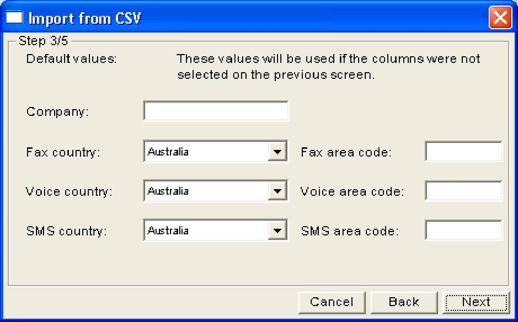 If your area and country codes are in separate fields, you should select those column fields appropriately (See Matching your data to the correct fields below).