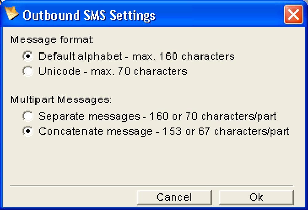 Message format This option determines the encoding of your SMSes.