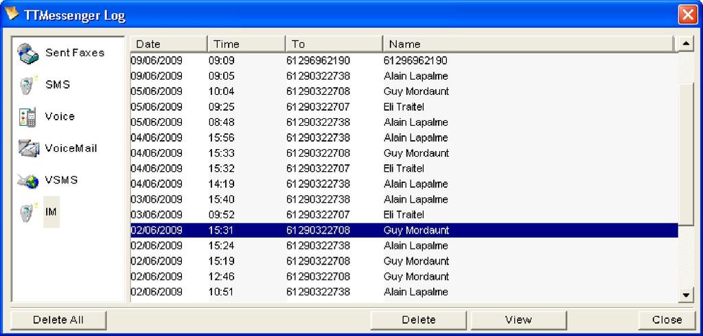 Click Info to bring up a detailed log of activity for that VSMS. Click cancel on a pending VSMS to cancel its delivery.