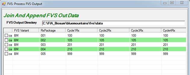 26 FVS Output Data The last step in the FVS module of BioSum is to append and reformat all FVS output so that it can be used as input to the BioSum Processor and Core Analysis modules.