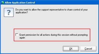 Chapter 3: Managing a Support Session For you to obtain permission to perform support activities automatically, the customer must click the Grant permission for all actions during this session