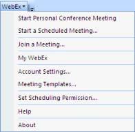 Note: You can also right-click the WebEx One- Click taskbar icon and then click Schedule a meeting to schedule a WebEx meeting using Microsoft Outlook or Lotus Notes.