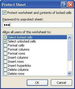 89 Excel 2007 (Workbook) :.(3-25 ) Protect Sheet. Allow all users.