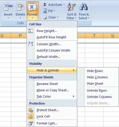 95 Excel 2007 (Workbook) : Format Hide & Unhide 3-37. Hide Rows Hide & Unhide ( ).