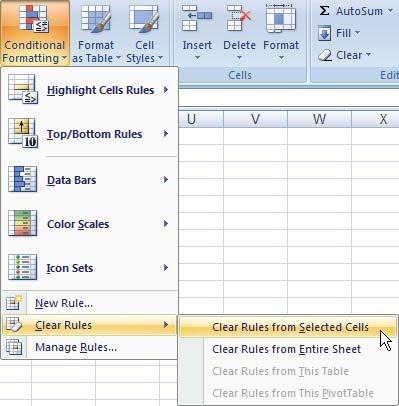 15/1/1 3-42/24/1/4 64 Clear Rules from Selected 2-32 Using conditional formatting 2-5 : Excel's conditional formatting feature (available in Excel 97 or later) offers an easy way to