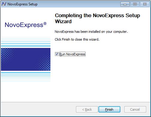 Installation Starting the NovoExpress Software 2 5 After the installation is complete, click Finish to finish the installation and start the software.