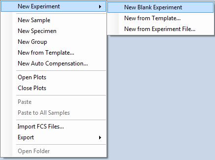 Experiment Manager Hierarchy 6 Icon File Statistical tables Description New Experiment: New Blank Experiment: Create a blank experiment file.