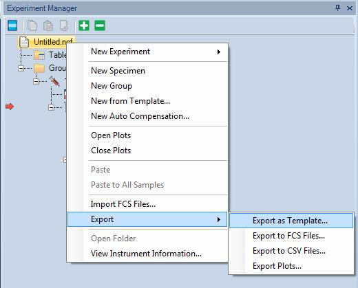 Experiment Manager Templates Drag a sample node to the workspace (empty area or inside plot window) will apply the data analysis template of the current Active Sample to the dragged sample and