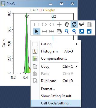Data Analysis Statistical Tables 5 In the Cell Cycle Setting window, constraints on the fitting can be applied including the mean of G1