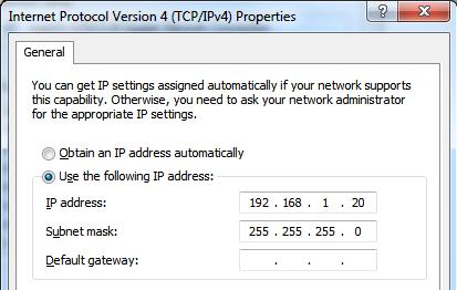 Set the IP address of your PC to be in the same network as SmartDEN Notifier (Fig. 5.13).
