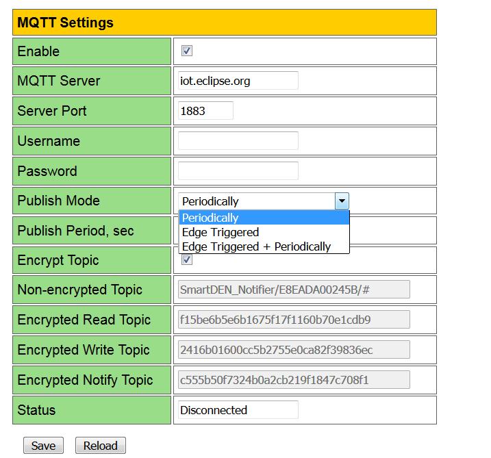 7.6. MQTT Settings SmartDEN Notifier User Manual These settings let you configure the MQTT notification mode of SmartDEN Notifier (Fig. 7.9)