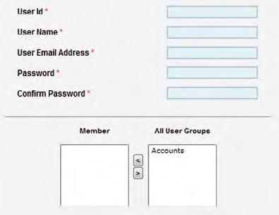 Add a User You cannot add new users until you have set user permissions by creating User Groups (previous page). 1 In the Administration menu, click User Account.