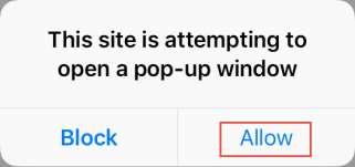 Select the Allow option to view the selected document. Please Note: With the change of the Block pop-ups Setting, you will receive this prompt for any site attempting to open a pop-up.