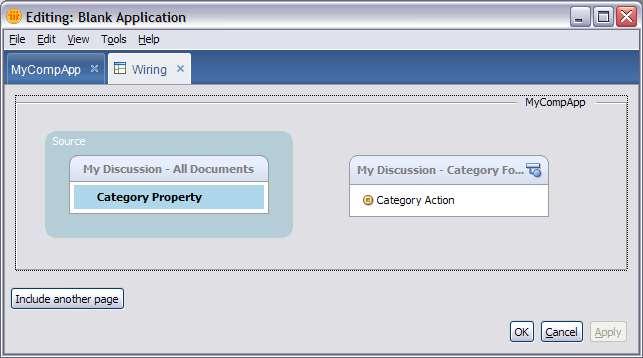 6. Select the single property listed in My Discussion - All Documents property, which is the component labeled Source. 7.