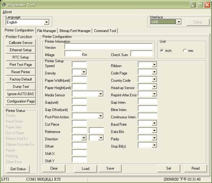 4. Diagnostic Tool The Diagnostic Utility is a toolbox that allows users to explore the printer s settings and status; change printer settings; download graphics, fonts, and firmware; create printer
