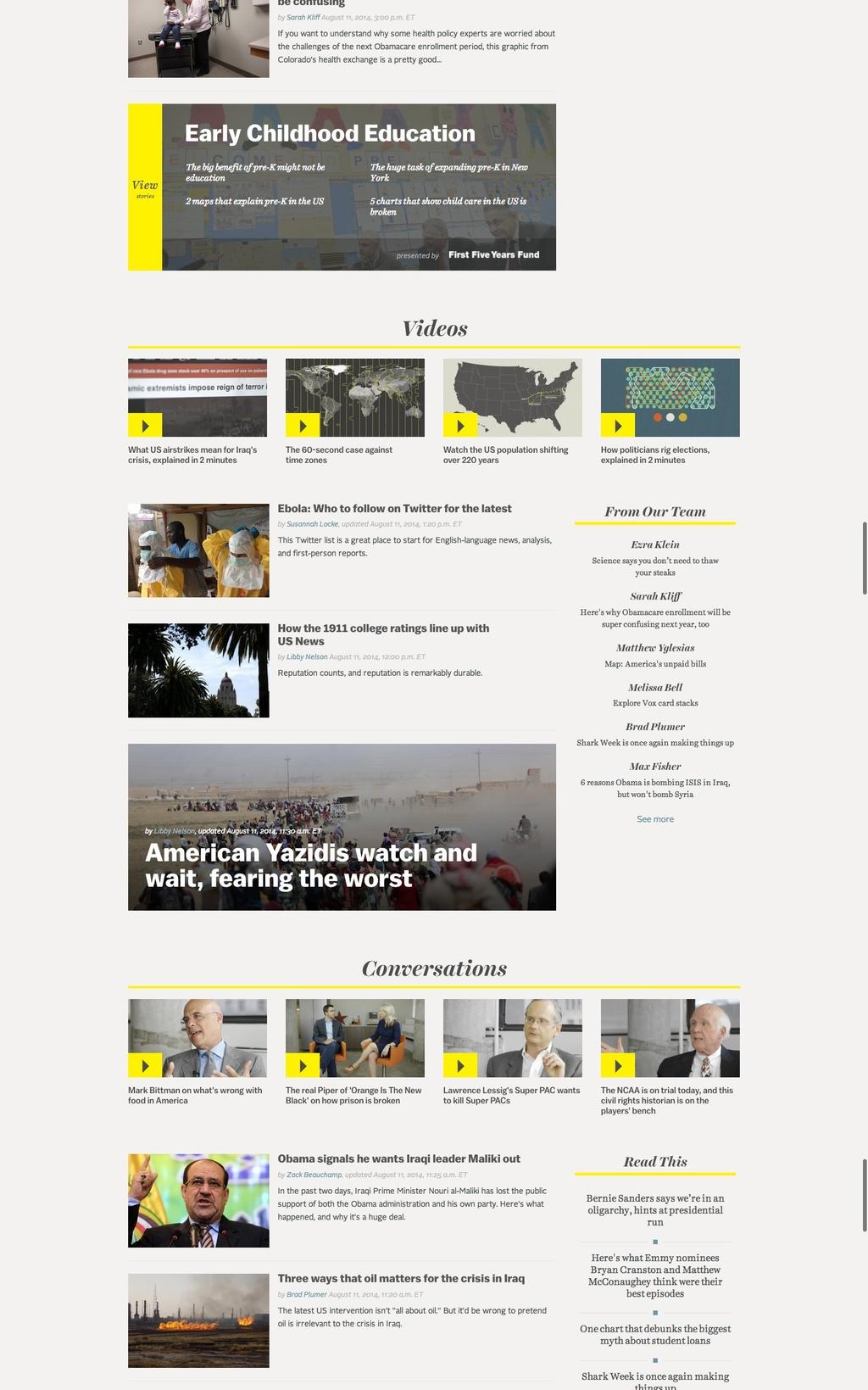 Vox Homepage The organization is very confusing.