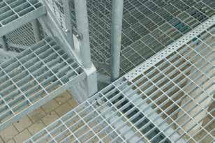 Grating Stairtreads and landings in pressure welded grating or A-type grating.