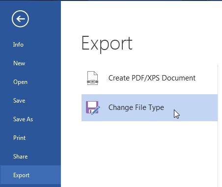 1. Using the Application 1.1 Working with documents 1.1.4 Save a document as another file type like: text file, Rich Text Format, template, software specific file extension, version number.