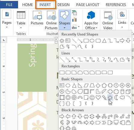 You can add a variety of shapes to your document, including arrows, callouts, squares, stars, and flowchart shapes.