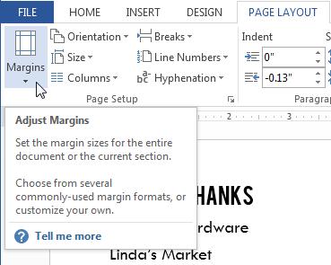 Setup 6.1.2 Change margins of entire document, top, bottom, left, right.