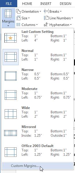 To use custom margins: Word also allows you to customize the size of your