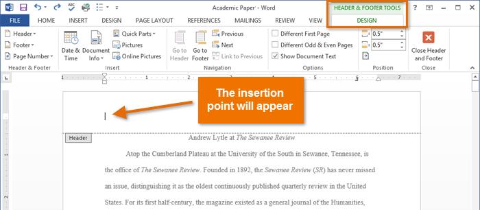Headers and footers generally contain additional information such as page numbers, dates, an author's name, and footnotes, which can help keep longer documents organized and make them easier to read.