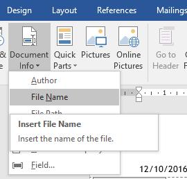 automatically update the date To insert the filename