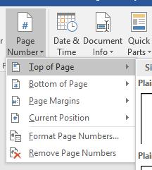 the design menu To insert the page number in the