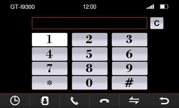 Buttons function in phone menu By a slight pressure on the touch screen, you can call the functions listed below.