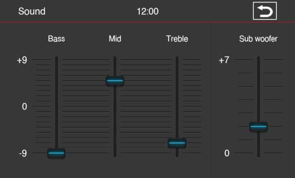 Bass Middle Treble In this menu you can adjust the highs and lows of your sound system.