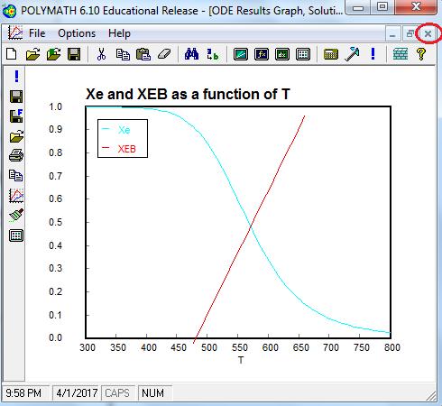 Step 15: After you are done, press Close button. You will see that graph properties have changed as desired. The following graph shows Xe and XEB as a function of Temperature.