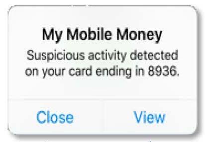 Fraud Alerting* Fraud alerting allows you to respond quickly to potential fraud on your card.