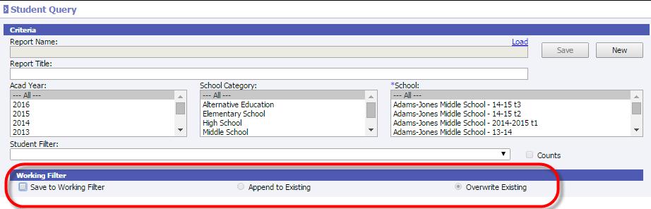 and create a new list. Once the query is run and the ptin t Save t Wrking Filter is checked, the list f students in the query results will be saved.