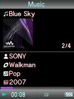 14 How to use the 5-way button on the Now Playing screen Music Song name Artist name Album title Genre Release year Playing status Buttons / / Description Starts song playback.