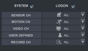 The option that want to search each channel can be selected. Select the log.