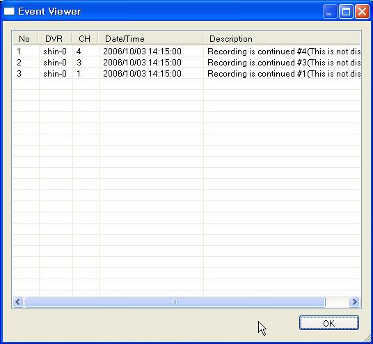 REMOTE SW SEARCH - Event Viewer - Showing Present Event in Server & Find Image 1 2 3 4 5 1 Indicates the order in which events occurred. 2 Indicates the DVR # on which an event occurred.