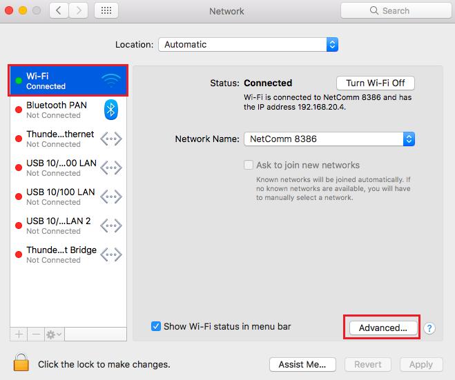 2 Scroll down and click Open Network Preferences.