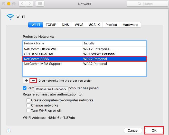 4 Select your Wi-Fi network name (Example: NetComm