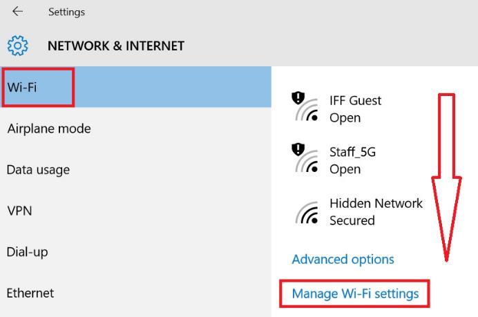 3 Click Wi-Fi, scroll down to the bottom