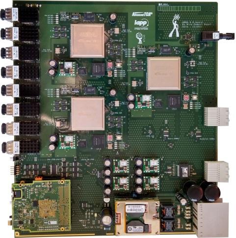 Back-end demonstrator - LDPB - ABBA ATCA board: 3 Altera FPGAs (StratixIV) Receives up to 320 Super Cells signals (SC) from one LTDB 48 optical links @ 4.
