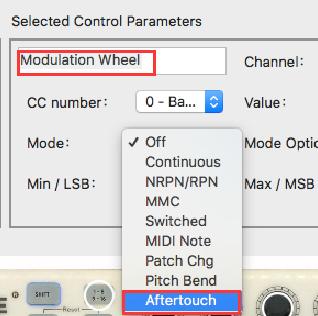 5.1.7.3 Standard vs. Hold Next to the Mode, which you just set to Aftertouch, is another drop-down menu.