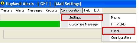 How to do the mail configuration in RayMedi Alert Step 1 : Go to configuration Settings E-mail Step 2: 2.1 Type the account Name 2.2 Type Smtp.mail server name like smtp.gmail.com. 2.3 Type pop.
