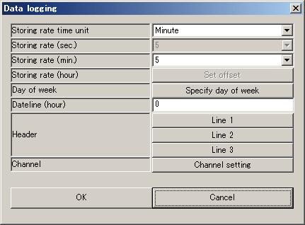 (5) Set a storing interval. Storing rate in seconds Data logging 1. Select Second 2.