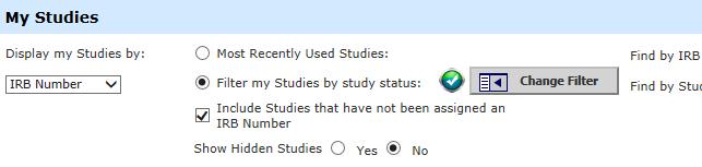 Select the desired study status filters from the list then click the