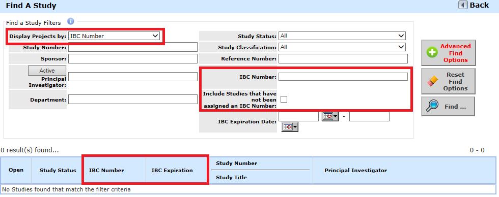 You are able to use the available filters to search for a study or you can click the Find button to return all studies in the system.