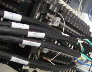 Wires from the cable labeled Rect 1 should go to terminal ports 1; the cable labeled Rect 2 to