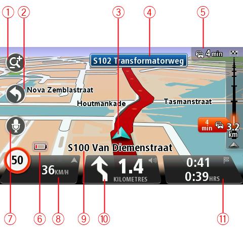 The Driving View About the Driving View When your TomTom navigation device starts for the first time, you are shown the Driving View along with detailed information about your current position.