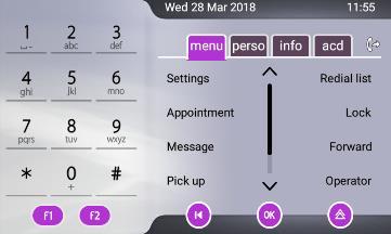 phone, incompatible application, ). 1.6 Change the theme (skin) of your phone Your phone provides 4 skins by default. A corporate theme can be installed by your administrator.